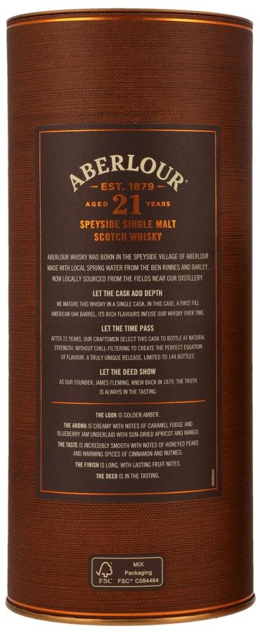 Buy Whisky Aberlour 21 ans First Fill American New Vibration D.D. (70cl)  (lot: 7256)