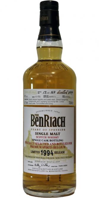 BenRiach 1994 Single Cask Bottling Barrel #2630 Premium Spirits Belgium 55.1% 700ml