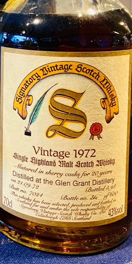 Glen Grant 1972 SV Vintage Collection Dumpy Sherry Cask 7024 43% 700ml