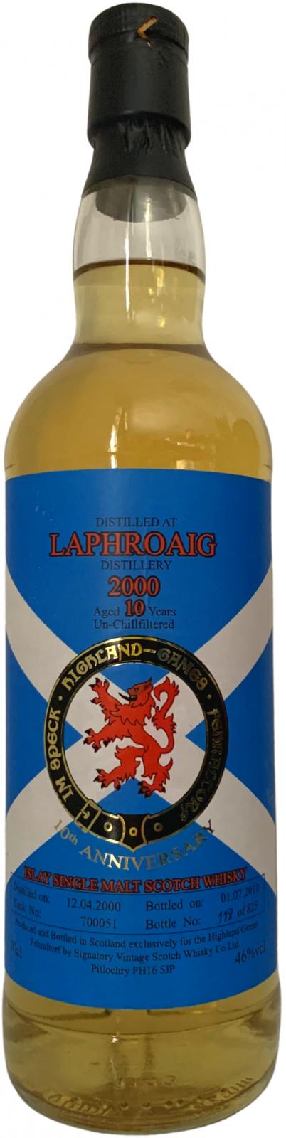 Laphroaig 2000 SV 10th Anniversary Highland Games im Speck Fehraltorf #700051 43% 700ml