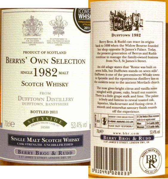 Dufftown 1982 BR Berrys Own Selection 18588 53.4% 700ml
