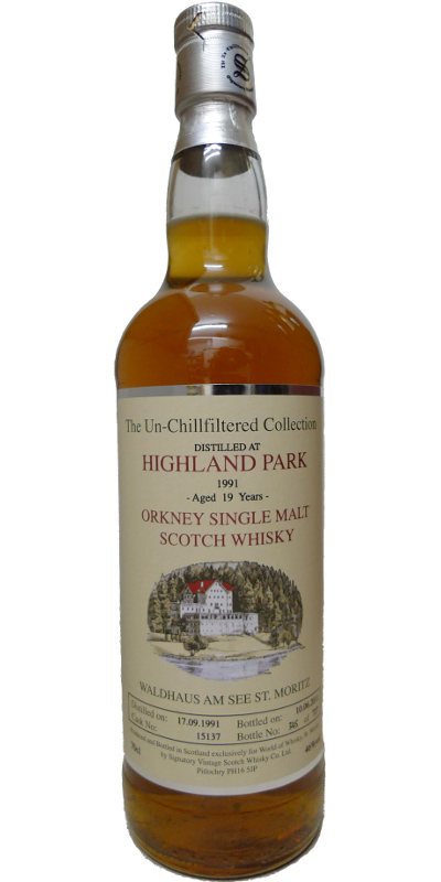 Highland Park 1991 SV The Un-Chillfiltered Collection #15137 Waldhaus am See St. Moritz 46% 700ml