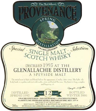 Glenallachie 1993 McG McGibbon's Provenance Refill Hogshead DMG 1879 46% 700ml