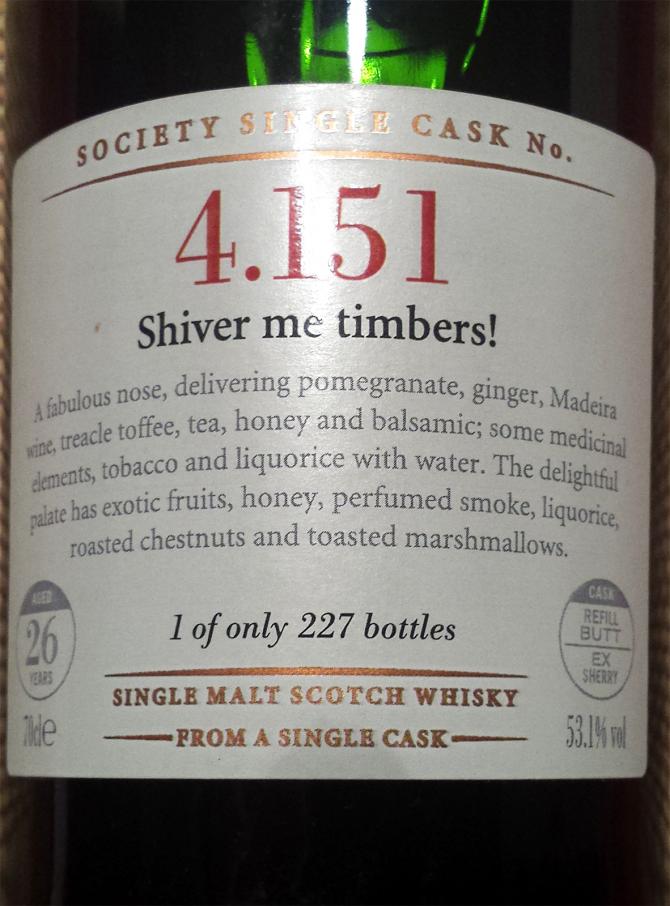 Highland Park 1984 SMWS 4.151 Shiver me timbers Refill Ex-Sherry Butt 4.151 53.1% 700ml