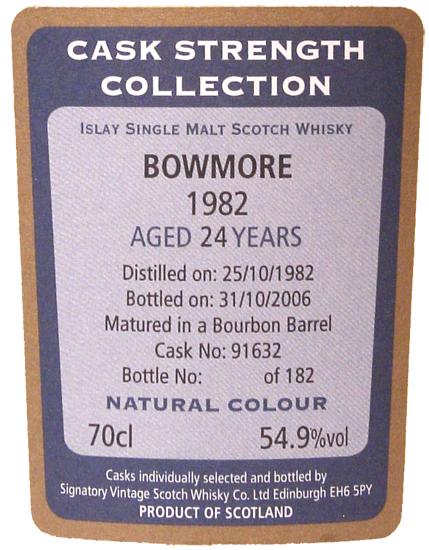 Bowmore 1982 SV Cask Strength Collection Bourbon Barrel 91632 54.9% 700ml