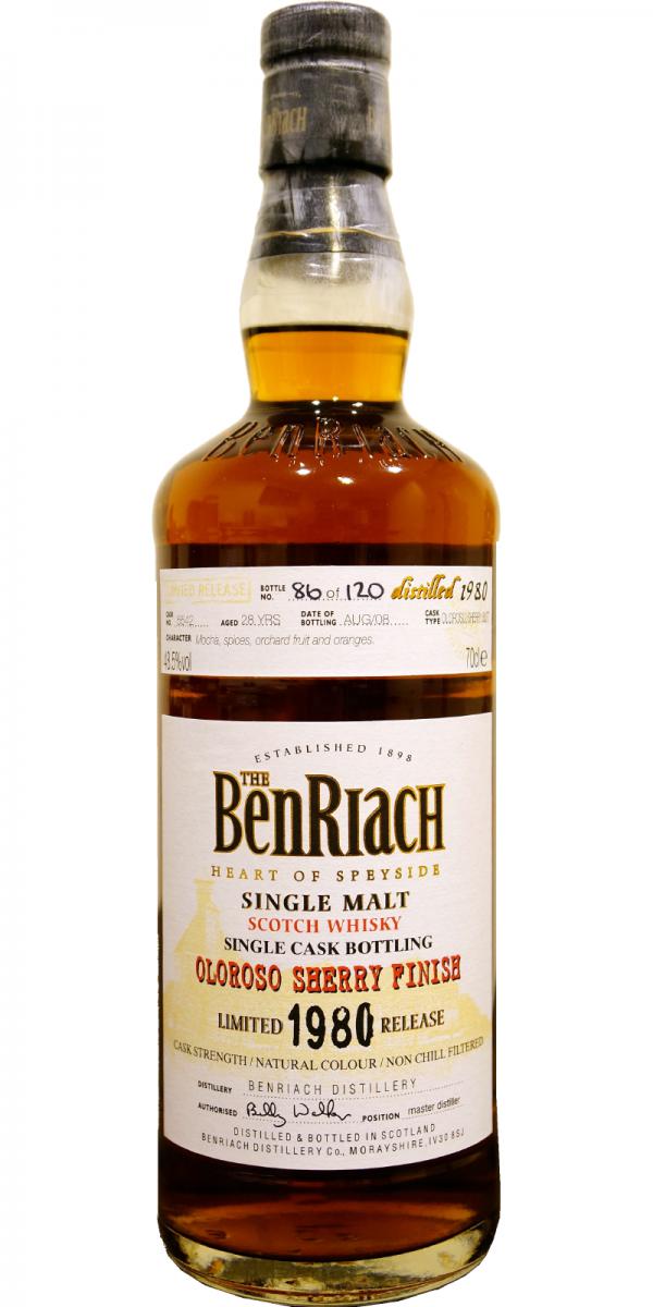 BenRiach 1980 Single Cask Bottling Oloroso Sherry Finish #5542 48.5% 700ml
