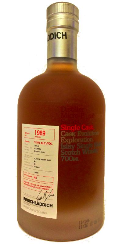 Bruichladdich 1989 Micro-Provenance Series Bourbon Oloroso Finish 51.9% 700ml