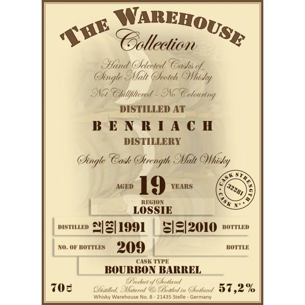 BenRiach 1991 WW8 The Warehouse Collection Bourbon Barrel 32281 57.2% 700ml