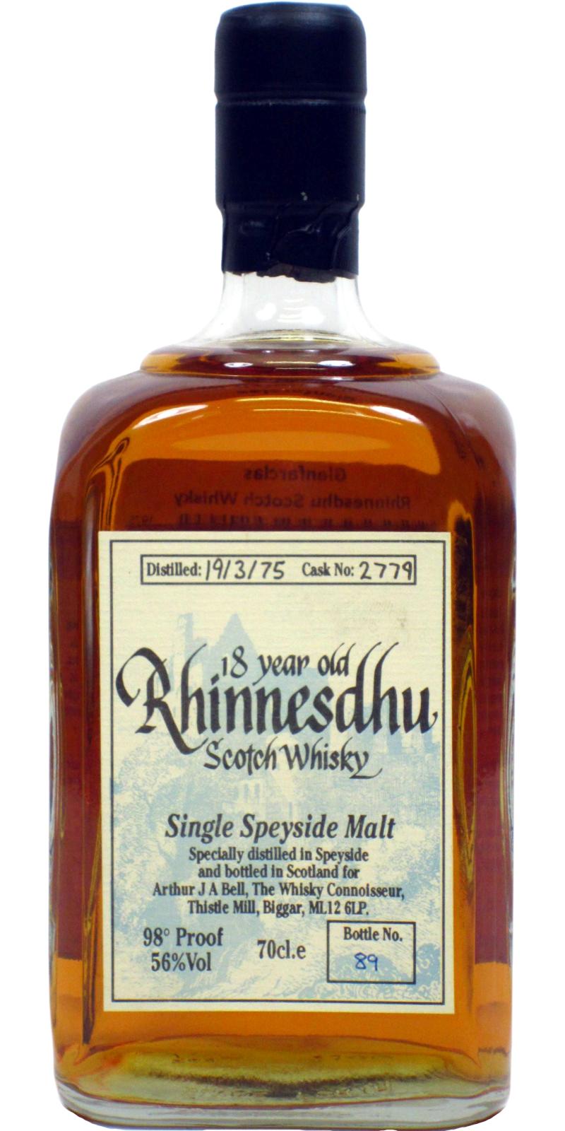 Rhinnesdhu 1975 WC Oak 2779 Arthur J A Bell The Whisky Connoisseur 56% 700ml