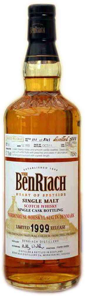 BenRiach 1999 Single Cask Bottling Ex-Bourbon Barrel #801 Nordenhuse Whiskylaug 57.1% 700ml