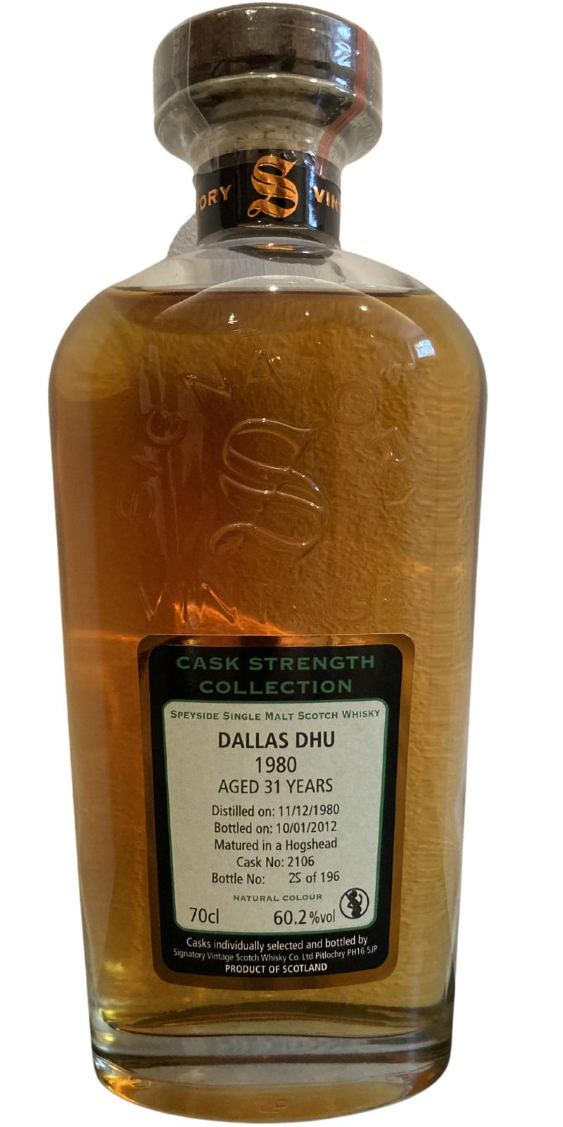 Dallas Dhu 1980 SV Cask Strength Collection Hogshead 2106 60.2% 700ml