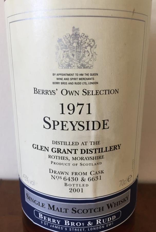 Glen Grant 1971 BR Berrys Own Selection 6430 + 6631 43% 700ml