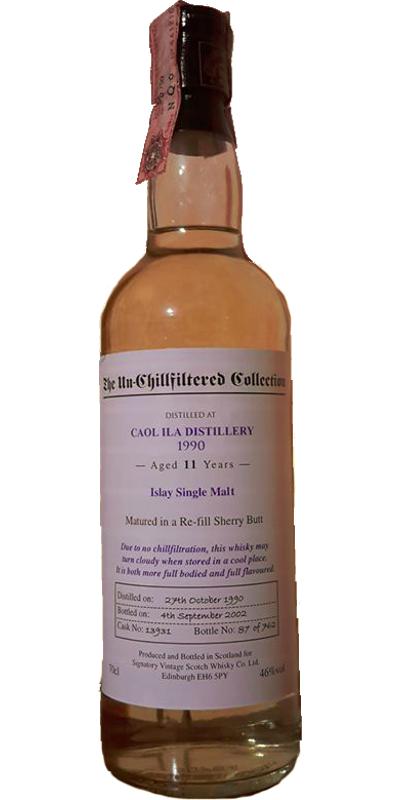 Caol Ila 1990 SV The Un-Chillfiltered Collection Re-fill Sherry Butt #13931 46% 700ml