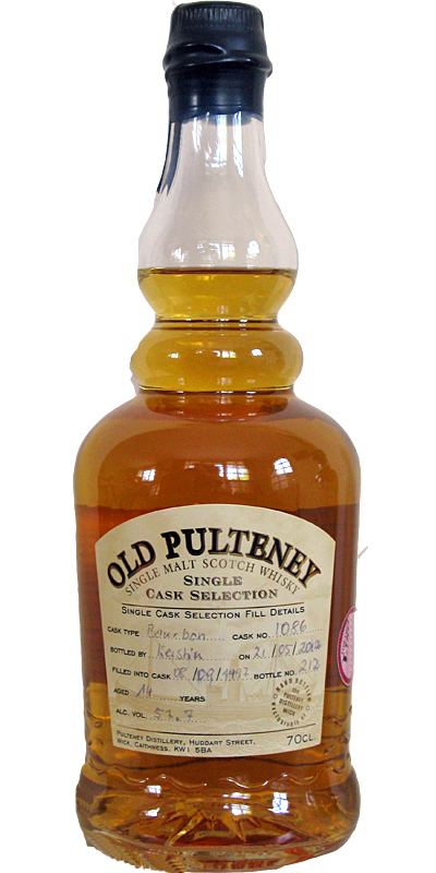 Old Pulteney 1997 Hand Bottled at the Distillery Bourbon Cask #1086 57.7% 700ml
