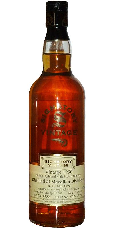 Macallan 1990 SV Vintage Collection Sherry Cask #8750 43% 700ml