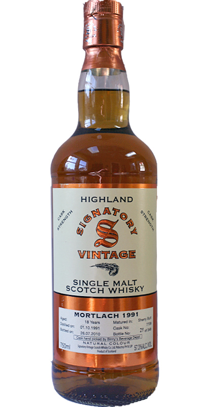 Mortlach 1991 SV Vintage Collection Cask Strength Sherry Butt #7709 57.3% 750ml