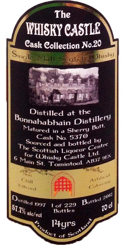 Bunnahabhain 1997 SLC The Whiskycastle Cask Collection No. 20 Sherry Butt 5370 The Whisky Castle Tomintoul 57.7% 700ml