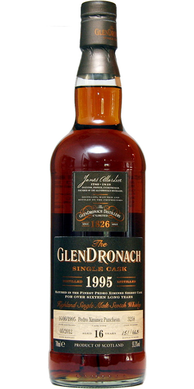 Glendronach 1995 Single Cask Pedro Ximenez Sherry Puncheon #3258 Taiwan Exclusive 55.3% 700ml