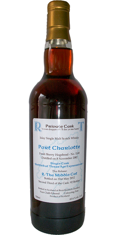 Port Charlotte 2002 Private Cask Bottling R&T 2. The Middle Cut Fresh Sherry Hogshead #1149 60.4% 700ml