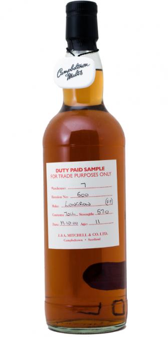 Longrow 2000 Duty Paid Sample For Trade Purposes Only Fresh Port Rotation 500 57% 700ml