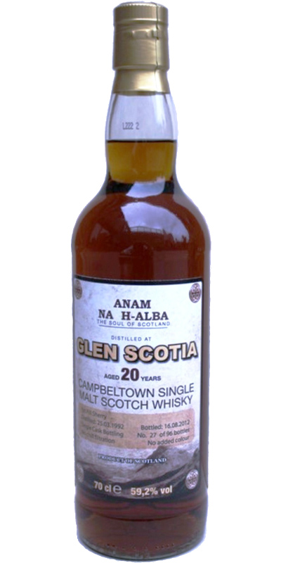 Glen Scotia 1992 ANHA The Soul of Scotland 1st Fill Sherry Hogshead 59.2% 700ml