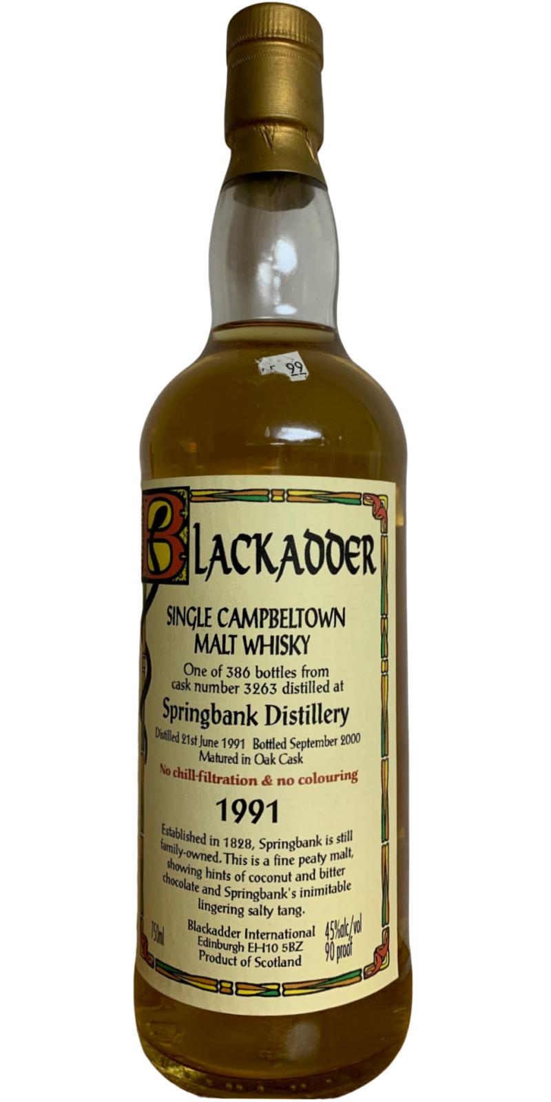 Springbank 1991 BA Distillery Series Oak Cask #3263 45% 750ml