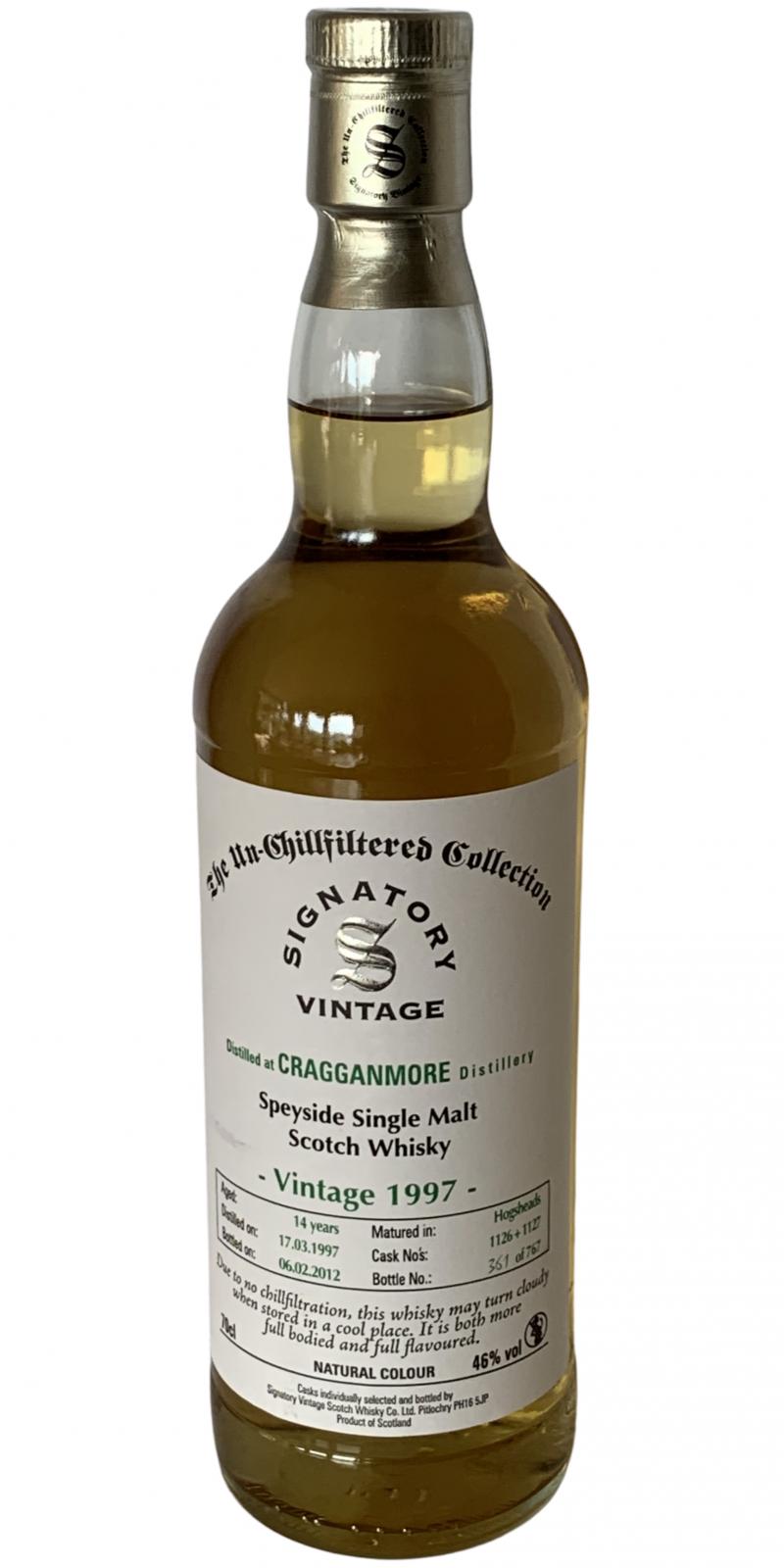 Cragganmore 1997 SV The Un-Chillfiltered Collection 1126 + 27 46% 700ml