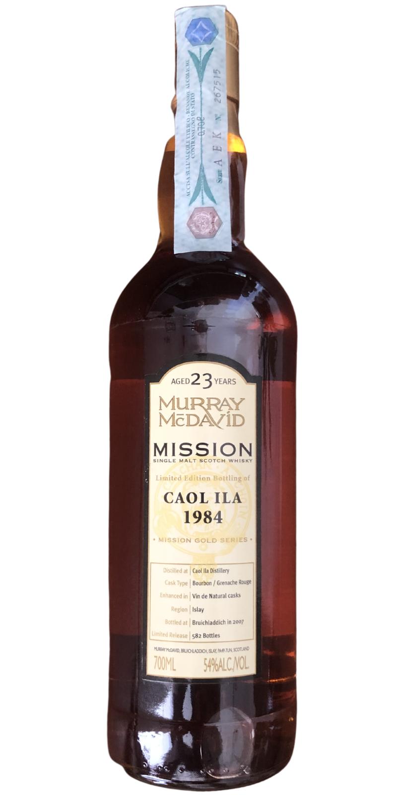 Caol Ila 1984 MM Mission Gold Series Bourbon Grenache Rouge Enhanced in wine de Natural Casks 54% 700ml