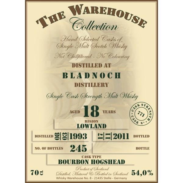 Bladnoch 1992 WW8 The Warehouse Collection Bourbon Hogshead 771 54% 700ml