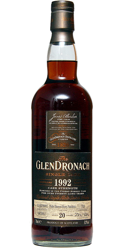 Glendronach 1992 Single Cask Pedro Ximenez Sherry Puncheon #713 Taiwan Exclusive 52.9% 700ml