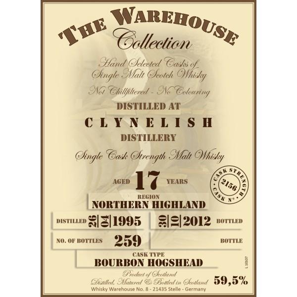 Clynelish 1995 WW8 The Warehouse Collection Bourbon Hogshead 2156 59.5% 700ml