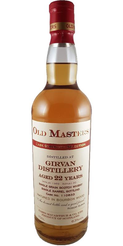 Girvan 1989 JM Old Master's Cask Strength Selection Bourbon Barrel #110633 63% 700ml