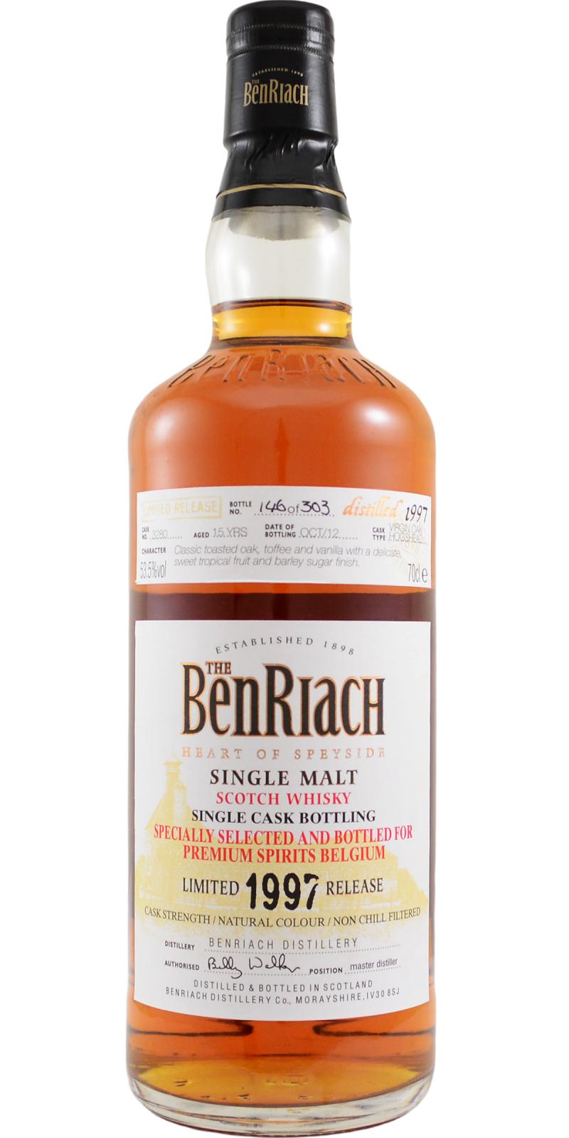 BenRiach 1997 Single Cask Bottling Virgin Oak Hogshead #3280 Premium Spirits 53.5% 700ml
