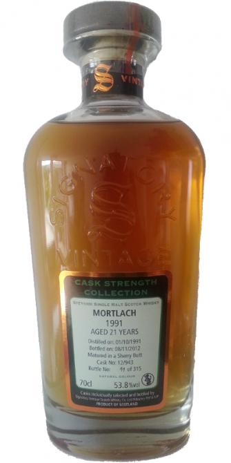 Mortlach 1991 SV Cask Strength Collection Sherry Butt 12/943 53.8% 700ml