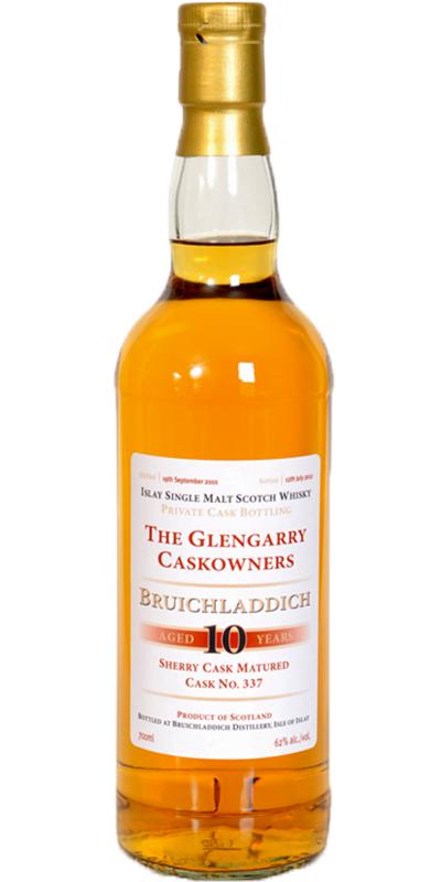 Bruichladdich 2001 Private Cask Bottling #337 The Glengarry Caskowners 62% 700ml