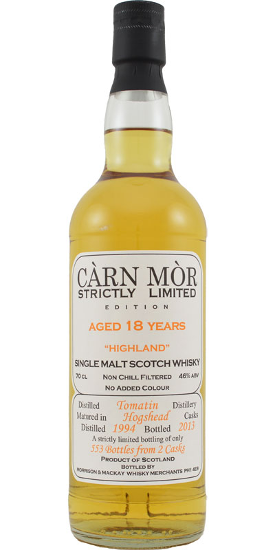 Tomatin 1994 MMcK Carn Mor Strictly Limited Edition 46% 700ml