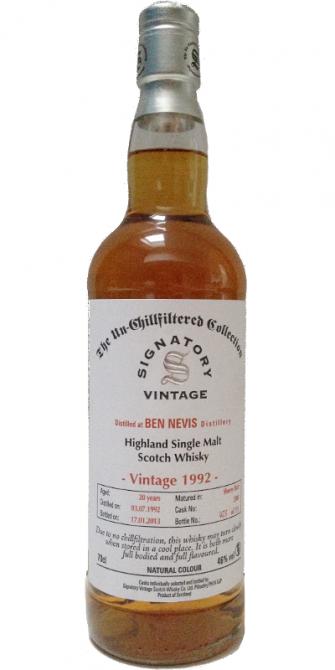 Ben Nevis 1992 SV The Un-Chillfiltered Collection Sherry Butt #2308 46% 700ml