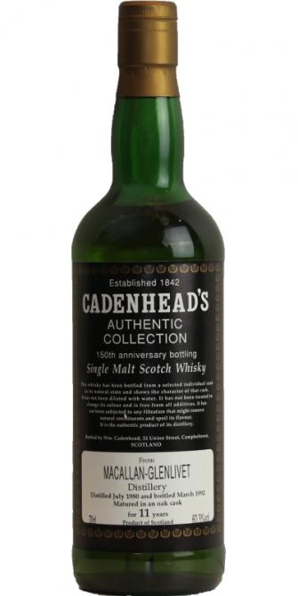 Macallan 1980 CA Authentic Collection 150th Anniversary Bottling Oak Cask 60.3% 700ml