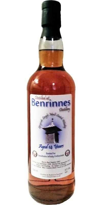 Benrinnes 1998 WhB Sherry Butt #6863 Stockholm Whisky Enthusiasts 57.5% 700ml