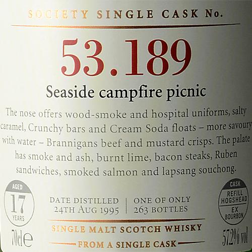Caol Ila 1995 SMWS 53.189 Seaside campfire picnic Refill Ex-Bourbon Hogshead 53.189 57.2% 700ml