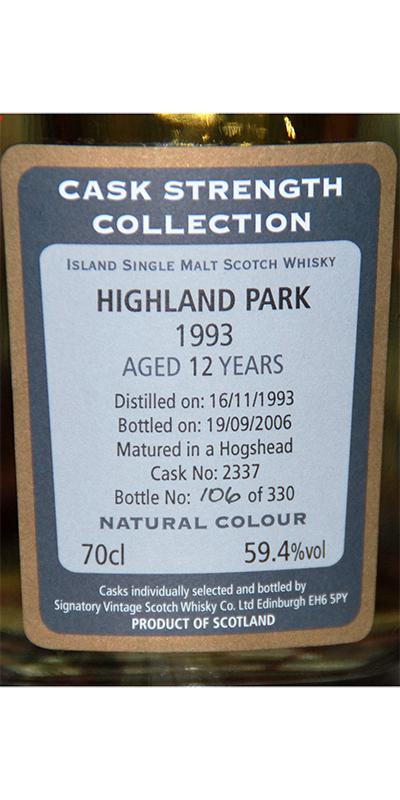Highland Park 1993 SV Cask Strength Collection Hogshead 2337 59.4% 700ml