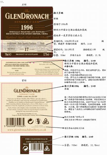Glendronach 1996 Pedro Ximenez Puncheon #5149 China Exclusive 52.7% 700ml