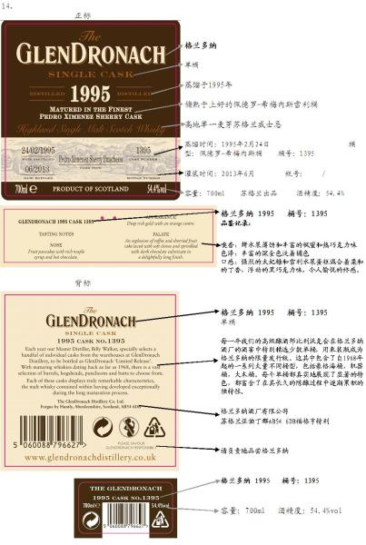 Glendronach 1995 Pedro Ximenez Sherry Puncheon #1395 China Exclusive 54.4% 700ml