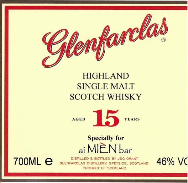 Glenfarclas 15yo ai MIEN bar 46% 700ml