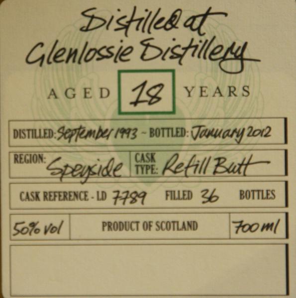 Glenlossie 1993 DoD Refill Sherry Butt LD 7789 for La Boutique du Chemin 50% 700ml
