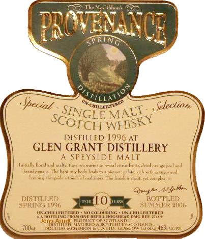 Glen Grant 1996 McG McGibbon's Provenance One Refill Hogshead DMG 2746 46% 700ml