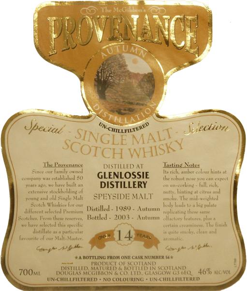 Glenlossie 1989 McG McGibbon's Provenance One Cask DMG 56 46% 700ml