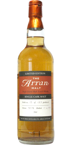 Arran 1995 Limited Edition Single Cask Malt Bourbon Barrel Matured 95/158 58.1% 700ml