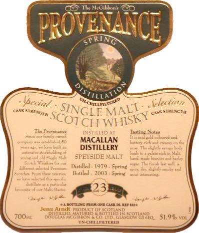Macallan 1979 McG McGibbon's Provenance One Cask DMG 832 51.9% 700ml