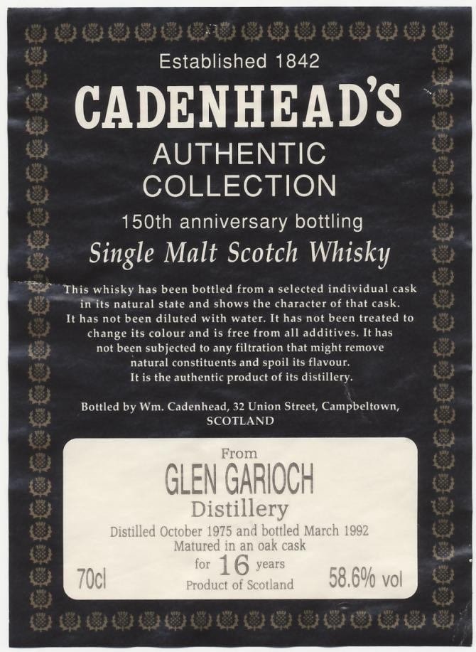 Glen Garioch 1975 CA Authentic Collection 150th Anniversary Bottling Oak Cask 58.6% 700ml